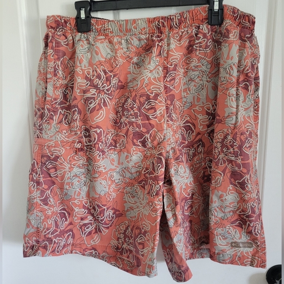 Columbia Men's XCO Hawaiian Floral Orange Trunks Swimwear Size Large - Picture 1 of 9